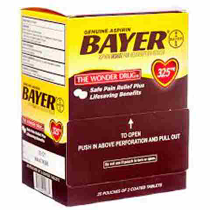 Picture of Bayer Aspirin 25 Pouches 2 Tablets Each