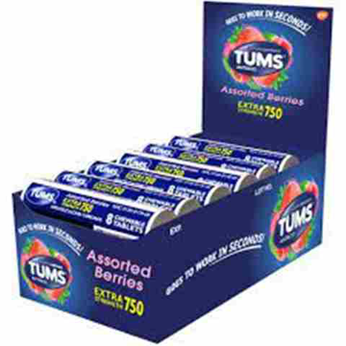 Picture of Tums Assorted Berries Extra strength 750 12 Single Rolls