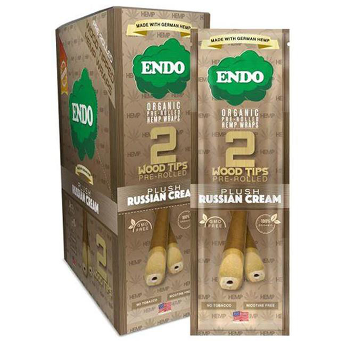 Picture of Endo Plush Russian Cream Organic Hemp Wraps+Wood Tips 15x2CT