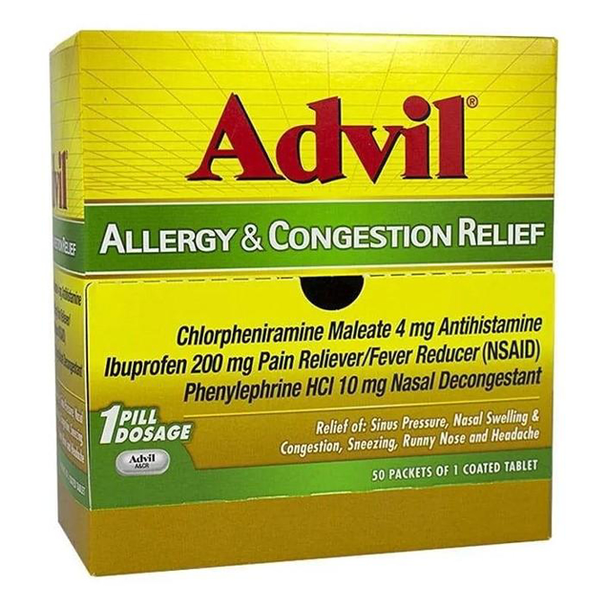 Picture of Advil Allergy & Congestion Relief 50 Pack 1 Coated Tablet Each