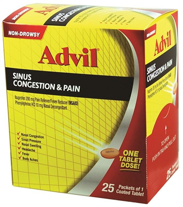 Picture of Advil Sinus Congestion & Pain 25 Packets 1 Coated Tablet Each
