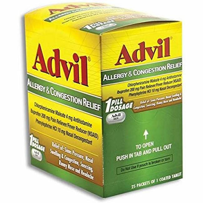 Picture of Advil Allergy & Congestion Relief 25 Pack 1 Coated Tablets