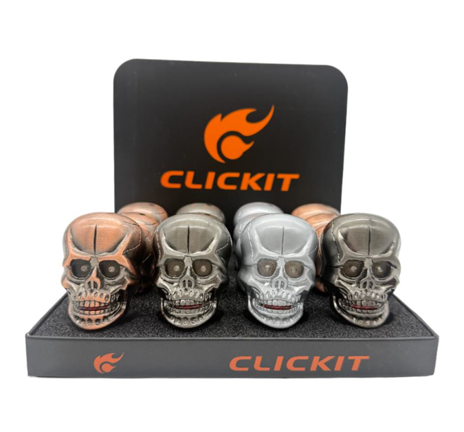 Picture of Clickit Skull Flame Lighter w Sound & Lighter 16CT