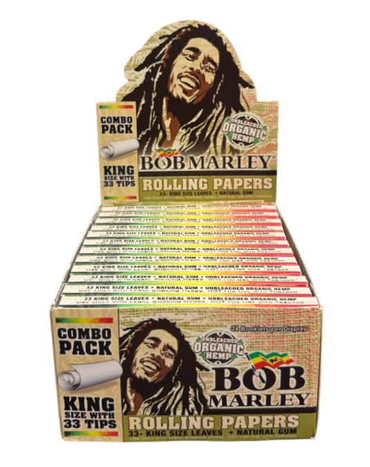 Picture of Bob Marley Papers w 33 Tips Unbleached Organic KS 50CT